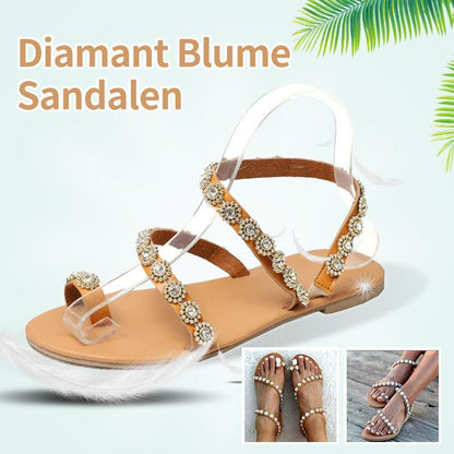 Blaudonau- Sommer Diamant Blume Sandalen