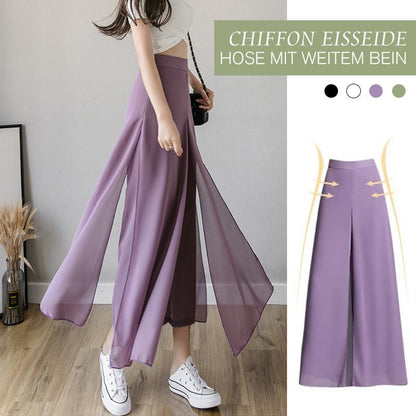 Blaudonau- Chiffon Eisseide Hose mit weitem Bein