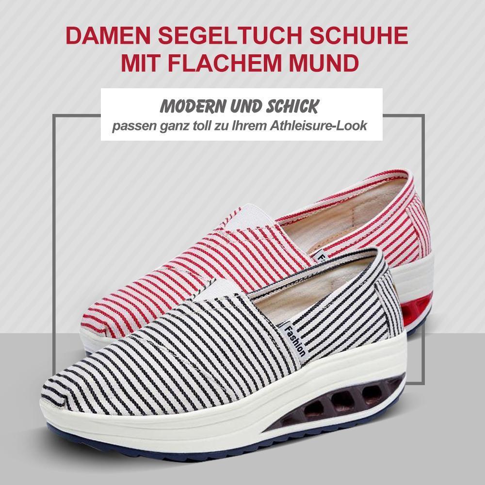 Blaudonau- Damen Segeltuch Schuhe mit flachem Mund