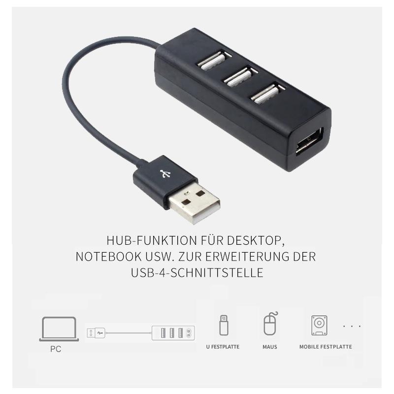 Blaudonau- 4 Ports LED USB 3.0-Adapter-Hub Ein- / Ausschalter für PC Laptop BK (4 USB-Ports-Hubadapter, Schwarz)