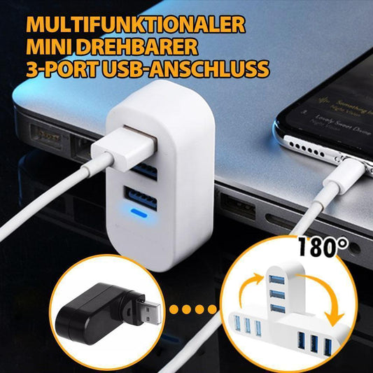 Blaudonau- Multifunktionaler Mini drehbarer 3-Port USB-Anschluss