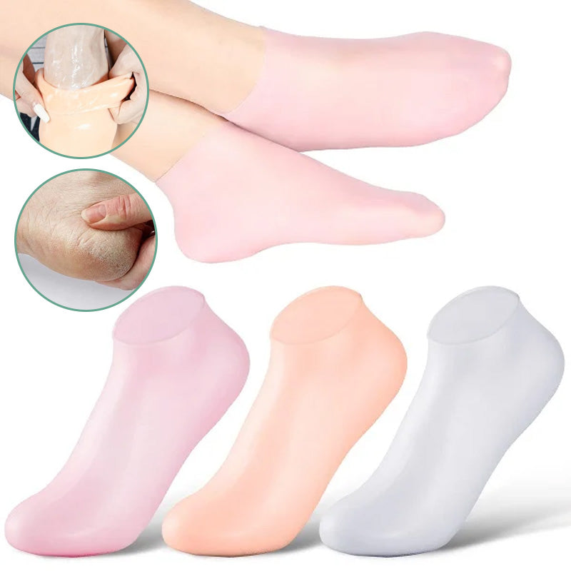 Blaudonau- Damen Silikonsocken Hautfarbe+weiß+Pink(3 Paar)