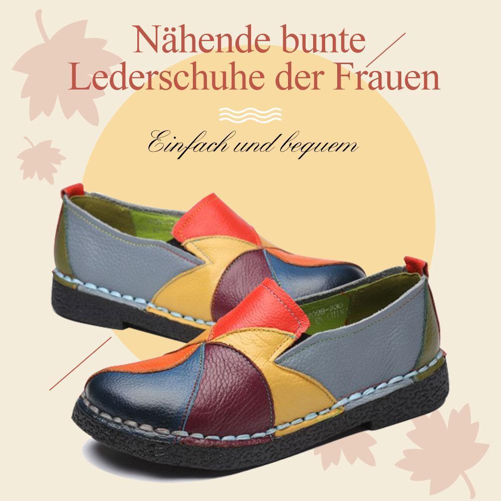 Blaudonau- Nähende bunte Lederschuhe der Frauen