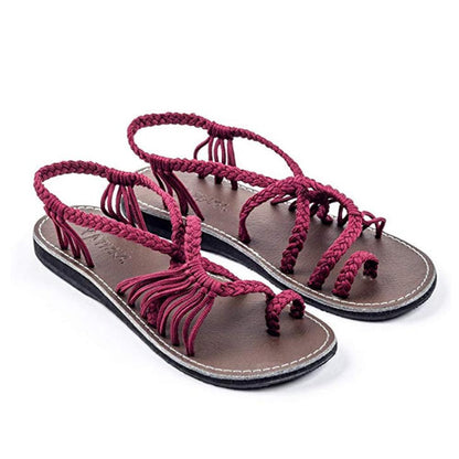 Blaudonau- Flip Flops Kreuzband Geflochtene Sandalen