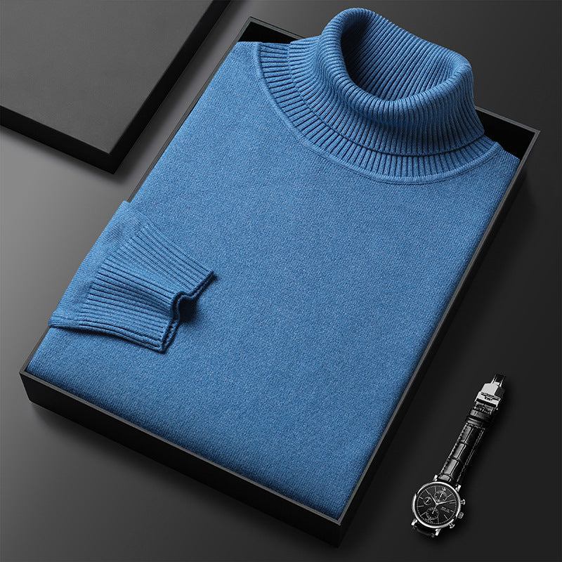 Blaudonau- Einfarbiger Eleganter Rollkragenpullover für Herren