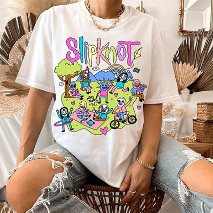 Blaudonau- Slipknot – T-Shirt mit Aufdruck „Happy Times“