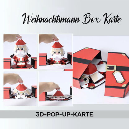 Blaudonau- 3D-Popup-Box-Karte „Weihnachtsmann-Streich“