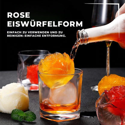 Blaudonau- Rosen-Eiswürfelform mit 4 Fächern