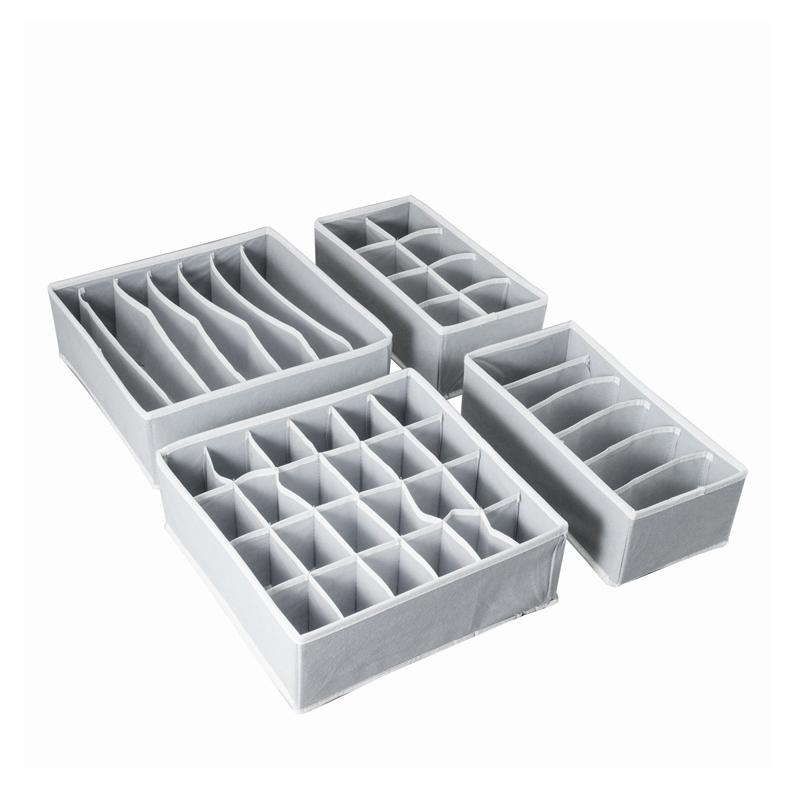 Blaudonau- Faltbarer Kleiderschrank Unterwäsche Organizer (4 Stk im Set) Grau