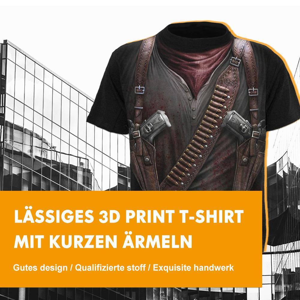 Blaudonau- Lässiges 3D Print T-Shirt mit kurzen Ärmeln