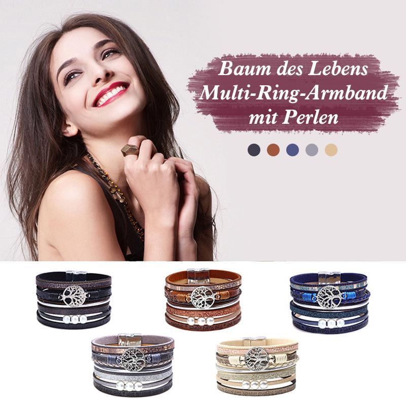 Blaudonau- Baum des Lebens Multi-Ring-Armband mit Perlen