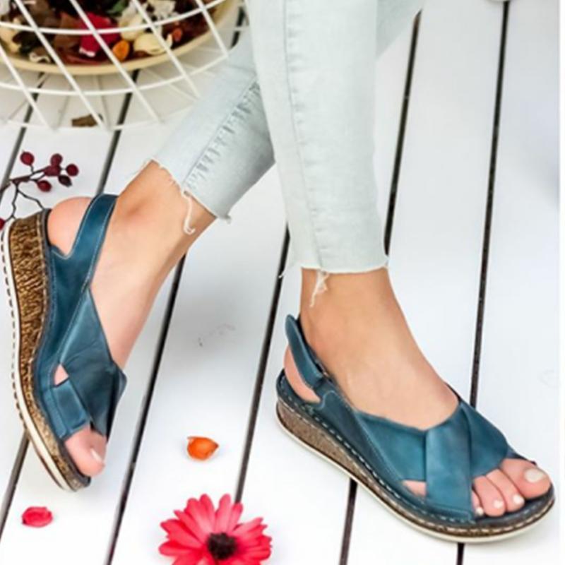 Blaudonau- 2019 Bequeme Sommer Sandalen mit offener Zehen Blau