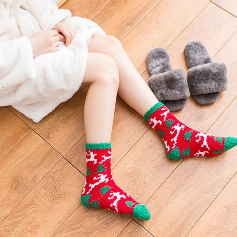 Blaudonau- Frauen Weihnachten Plüsch Socken