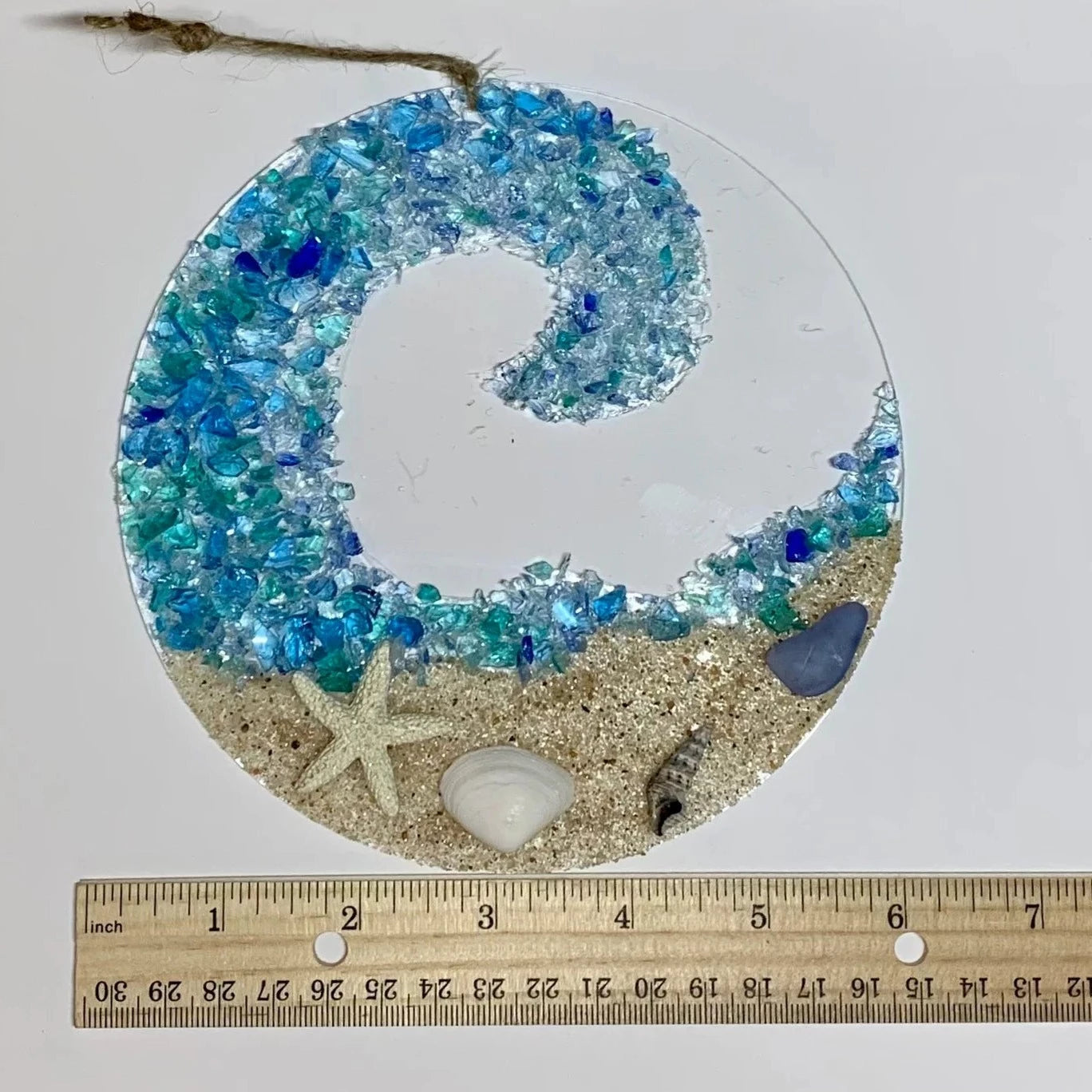 Blaudonau- Meeresglas-Sonnenfänger – Ocean Crashing Wave Strandornament