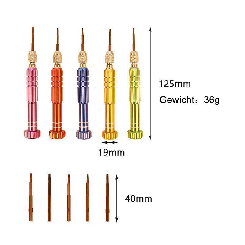 Blaudonau- 5 in 1 Präzision Torx-Schraubendreher-Magnetsatz Handy-Uhr-Reparatur-Werkzeugsatz