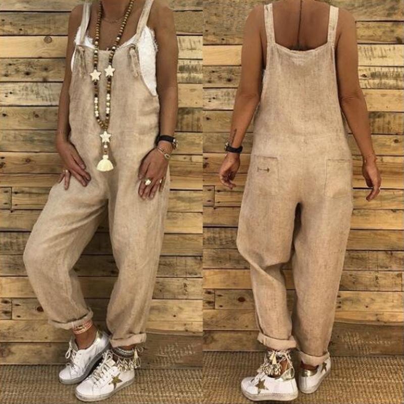 Blaudonau- Lässige Jumpsuits insgesamte Baggy-Trägerhose in Übergröße