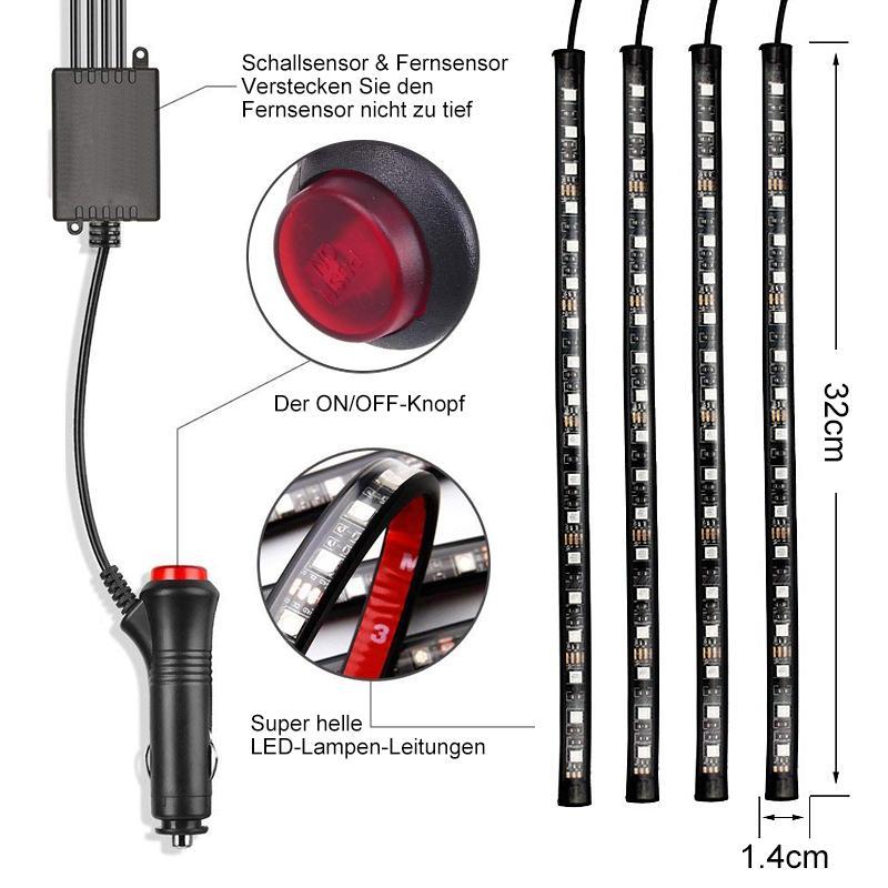 Blaudonau- Auto-Innenbeleuchte mit Sound-Aktiv-Funktion und drahtloser Fernbedienung