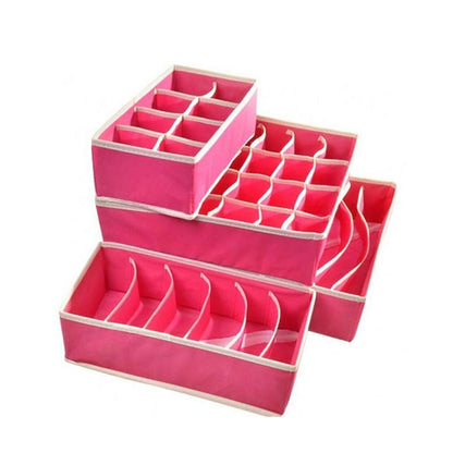 Blaudonau- Faltbarer Kleiderschrank Unterwäsche Organizer (4 Stk im Set) Rosa