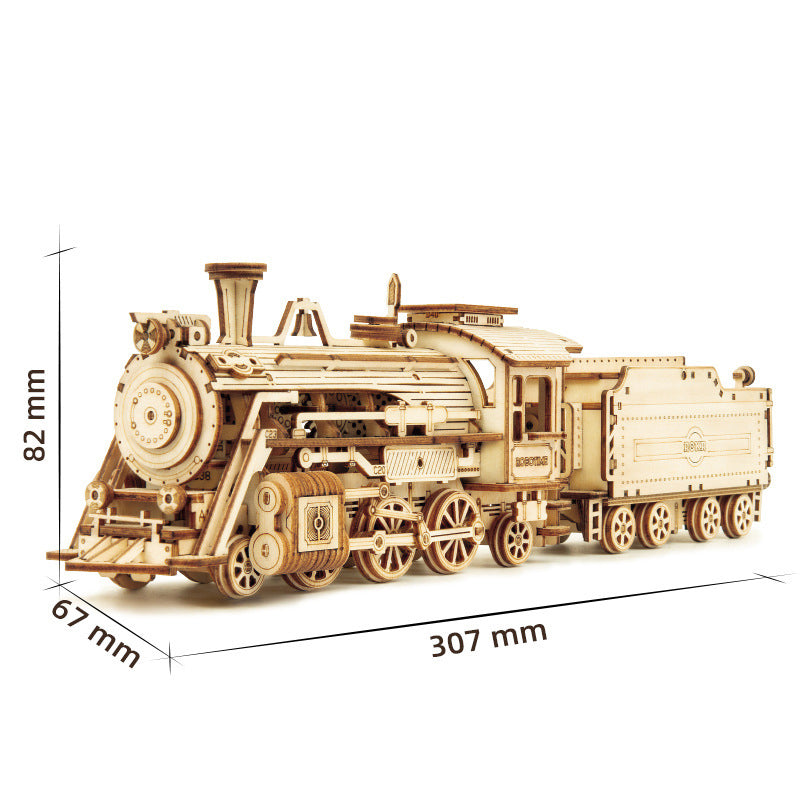 Blaudonau- Super mechanisches Holzmodell-Puzzle-Set🦉 Dampflokomotive