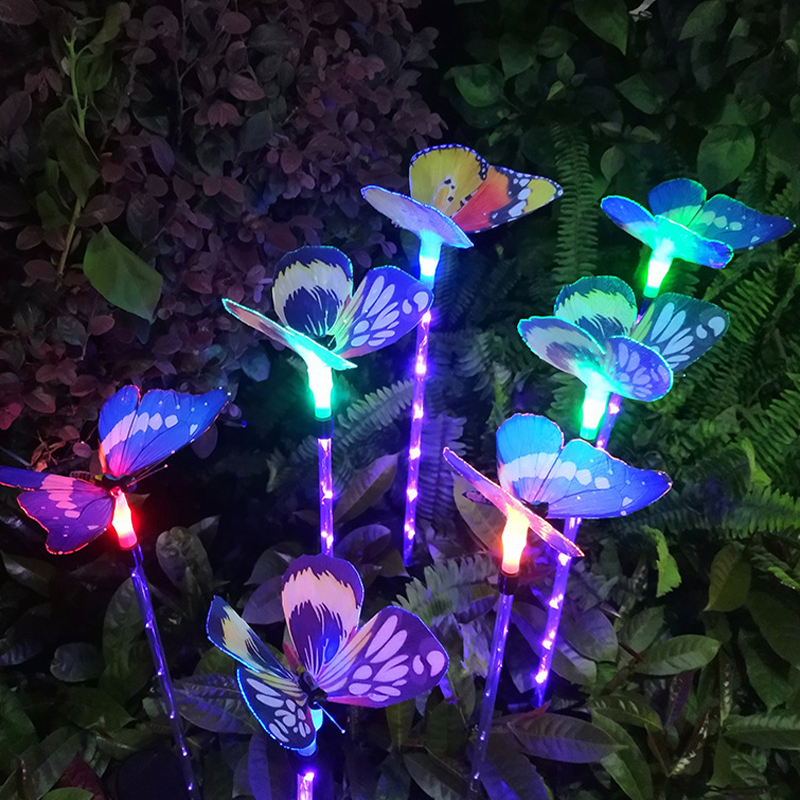 Blaudonau- Solarenergie Schmetterlings Garten dekorative Lichter (3 STÜCKE)