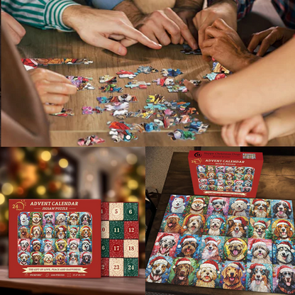 Blaudonau- Frohe Weihnachten Hunde Adventskalender Puzzle