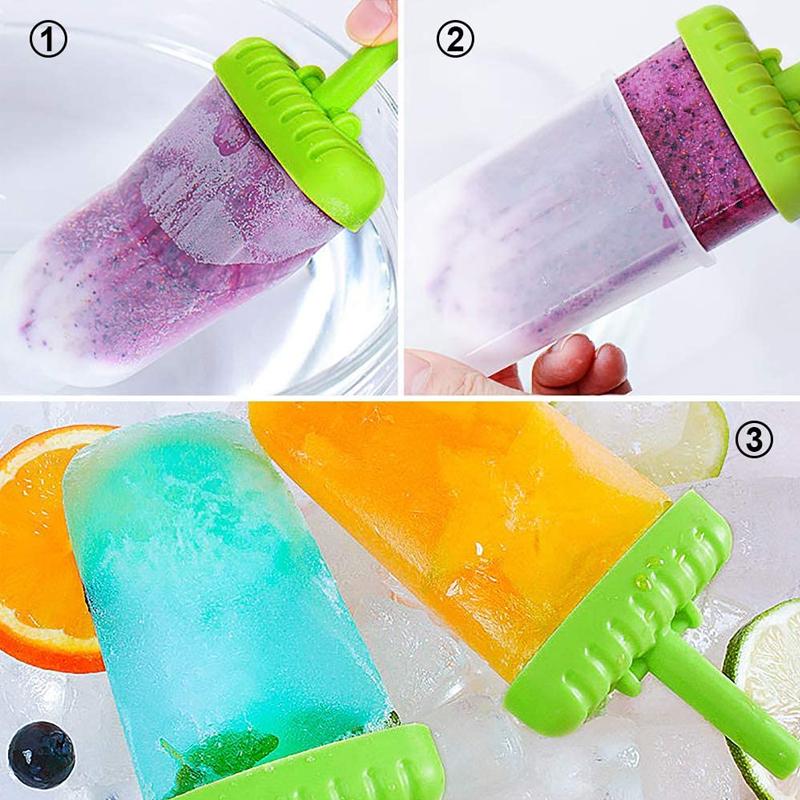 Blaudonau- Wiederverwendbare 6 Zellen DIY Frozen Ice Cream Pop Lolly Formen