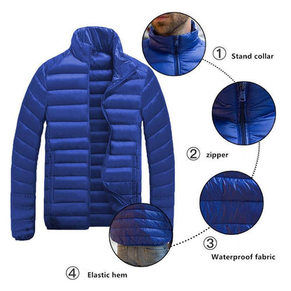 Blaudonau- Herren Winter Daunenjacke mit Stehkragen