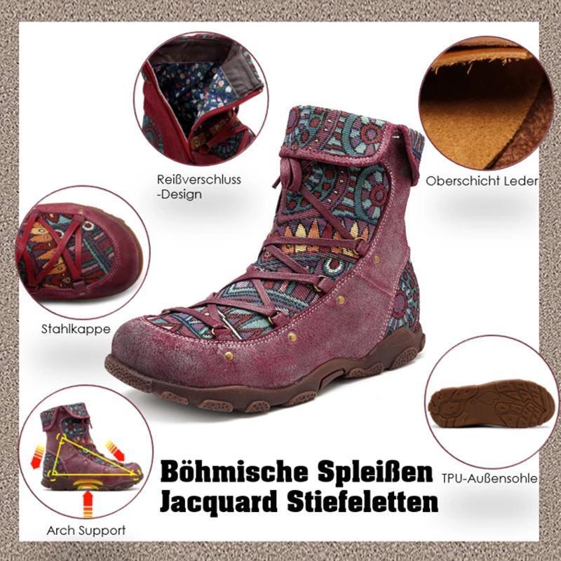 Blaudonau- Handgemachte böhmische Spleißen Jacquard Stiefeletten