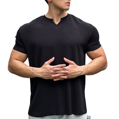 Blaudonau- Men's V-Neck Short Sleeve Muscle Athletic Workout T-Shirts