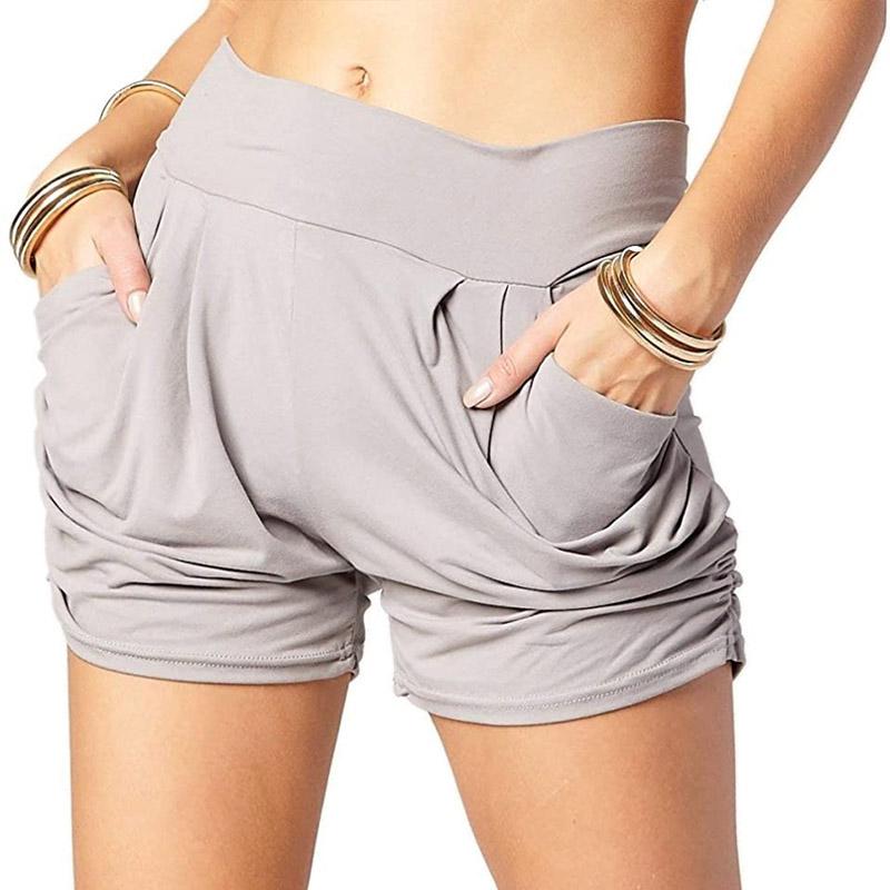 Blaudonau- Hohe-Taille gefaltete Tasche Shorts