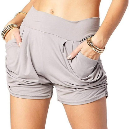 Blaudonau- Hohe-Taille gefaltete Tasche Shorts