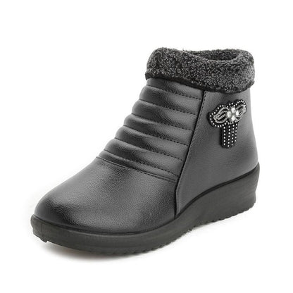 Blaudonau- Damen Winter Lederschuhe Schwarz