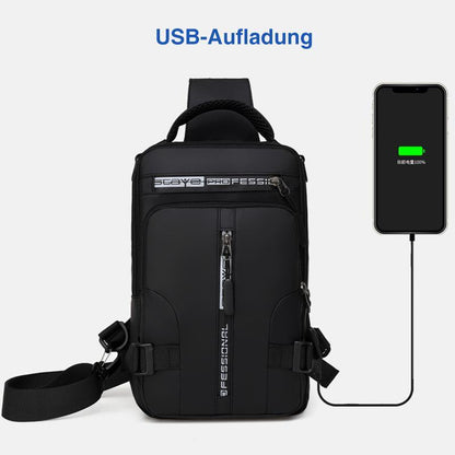 Blaudonau- Umhängetasche mit USB-Ladegerät