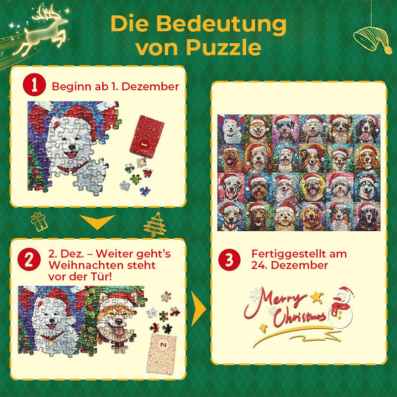 Blaudonau- Frohe Weihnachten Hunde Puzzle 1000 Teile