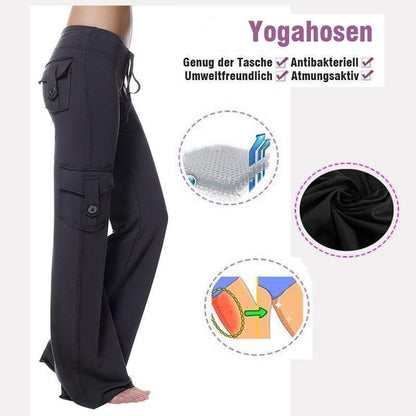 Blaudonau- Elastische Umweltfreundliche Bambus Yogahose mit Taschen