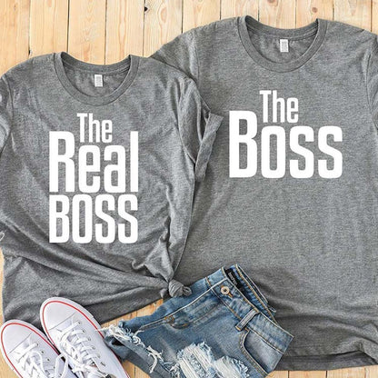 Blaudonau- "The Boss", "The real Boss" lustiges T- Shirt