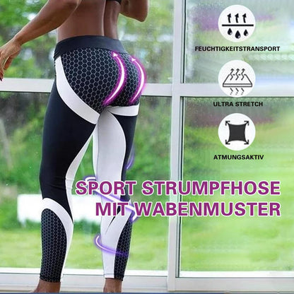 Blaudonau- Sport Strumpfhose mit Wabenmuster schwarz