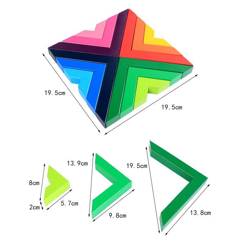 Blaudonau- Geometrische Holzregenbogenblöcke