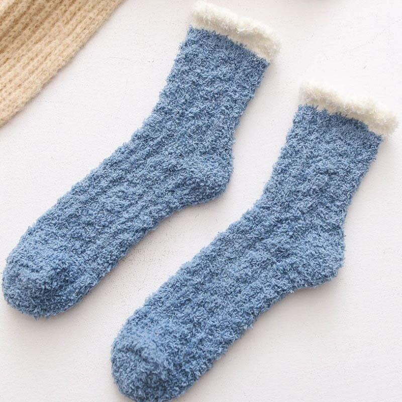 Blaudonau- Dicke Fleece Socken Blau