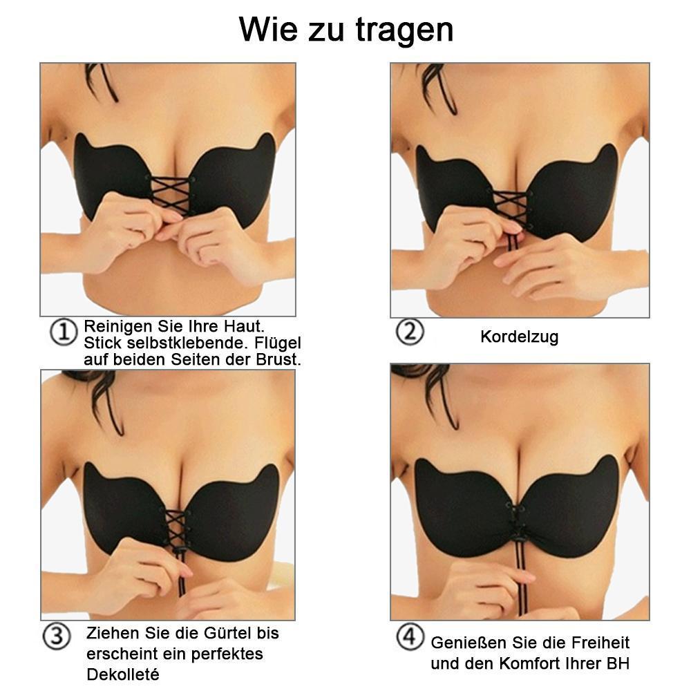 Blaudonau- Frauen trägerlosen Backless Push Up Self Adhesive mit Drawstrings BH/ Invisible Bra