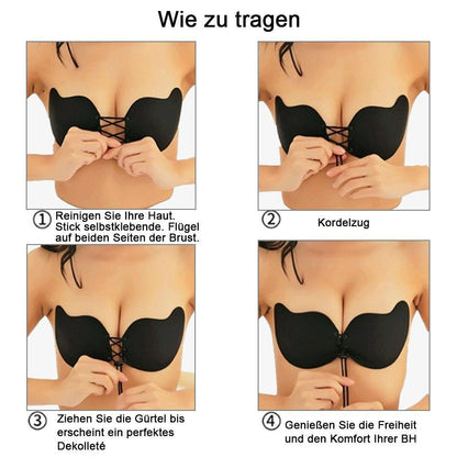 Blaudonau- Frauen trägerlosen Backless Push Up Self Adhesive mit Drawstrings BH/ Invisible Bra