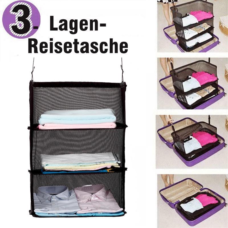 Blaudonau- 3-Lays Faltbarer Regalbeutel Multifunktionale dicke Haken Reise-Kleiderschrank-Beutel-Lagerregale