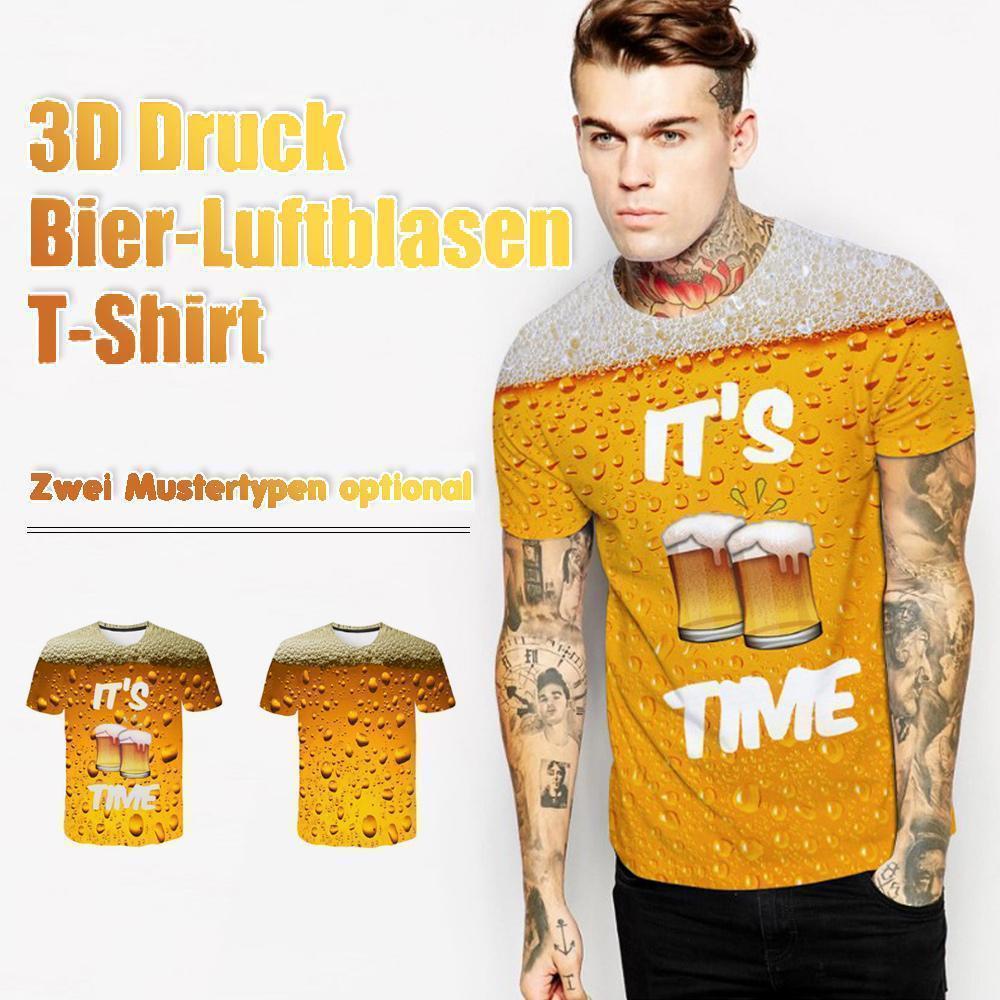 Blaudonau- 3D Druck Bier-Luftblasen T-Shirt