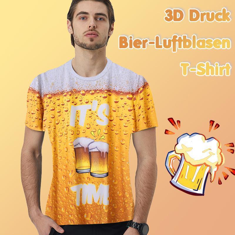 Blaudonau- 3D Druck Bier-Luftblasen T-Shirt