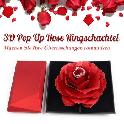 Blaudonau- 3D Pop Up Rose Ringschachtel