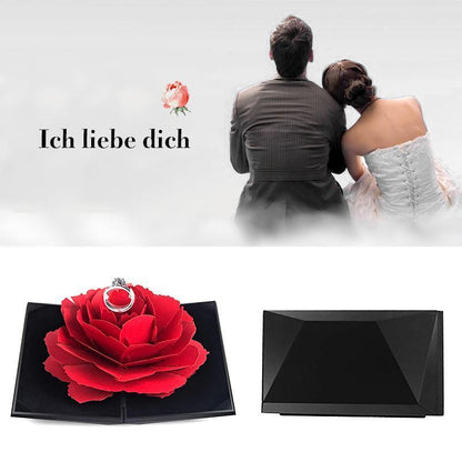 Blaudonau- 3D Pop Up Rose Ringschachtel