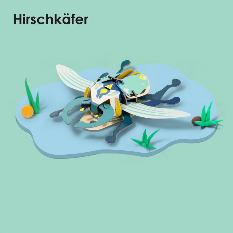 Blaudonau- 3D handgemachtes Insekt Puzzle Hirschkäfer