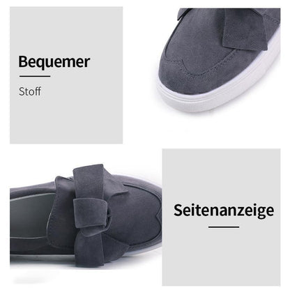 Blaudonau- Flache Schuhe der Frauen-Bogen-Segeltuch