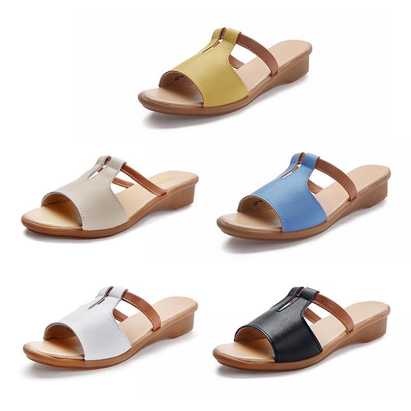 Blaudonau- Sommer Leder Flip Flops Sandalen für Frauen