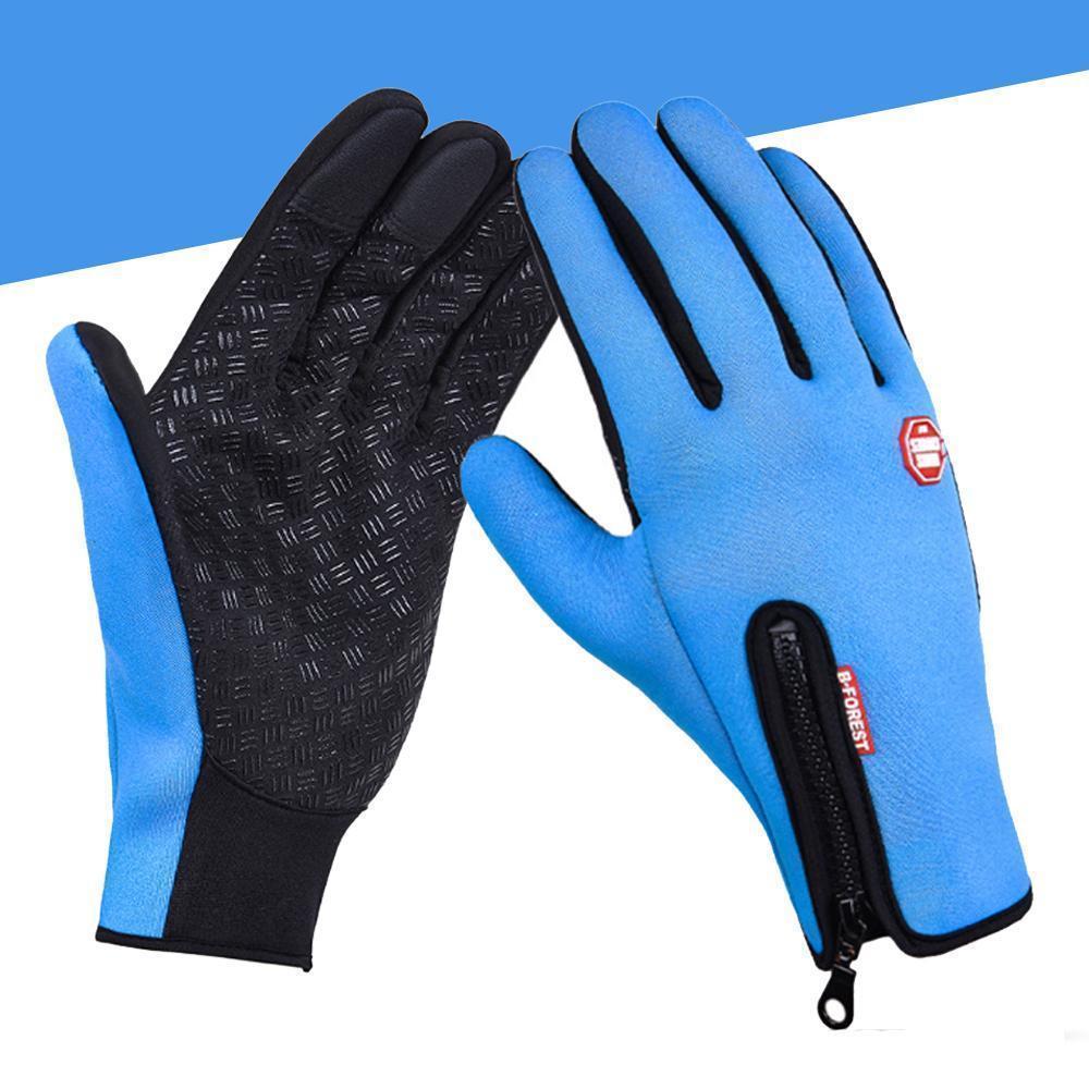 Blaudonau- Engeliebe Premiume warme winddichte wasserdichte Touchscreen Handschuhe Unisex Blau